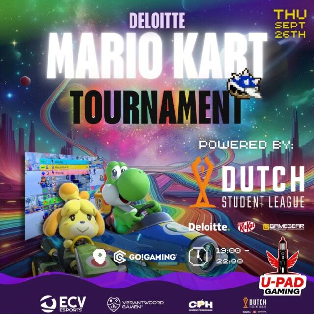 🏁 Heb jij het in je om de beste Mario Kart-speler te worden? Of wil je gewoon Mario karten met gezellige mensen? 🏎️

Sluit je dan vooral aan bij ons beroemde Deloitte Mario Kart-toernooi! Met veel dank aan @deloittenl en @dutchstudentleague kunnen we dit weer organiseren. ❤️ Het belooft een gezellige avond te worden, en als je de andere U-padden 🐸 te snel af bent, maak je kans op mooie prijzen!

📍 Locatie: @gogamingnl
🕖 Tijd: 19:00 - 22:00
📅 Datum: 26 september
🏆 Prijs: 3750 college coins (ter waarde van 75 euro, te besteden aan bijvoorbeeld Steam giftcards!)

Lijkt dit jou wat? Schrijf je snel in via #linkinbio! Als je al lid bent van U-pad, vergeet je dan niet in te schrijven via activiteiten.u-pad.nl!

#gaming #studentenvereniging #Utrecht #mariokart #toernooi